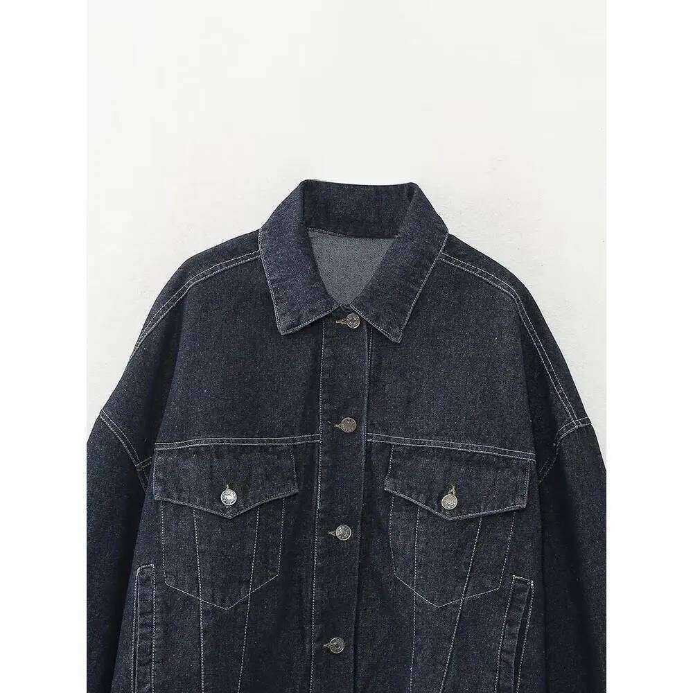 Willshela Women Fashion With Pocket Denim Solid Jackets Lapel Neck Long Sleeves Feamle Chic Lady Jacket Outfits