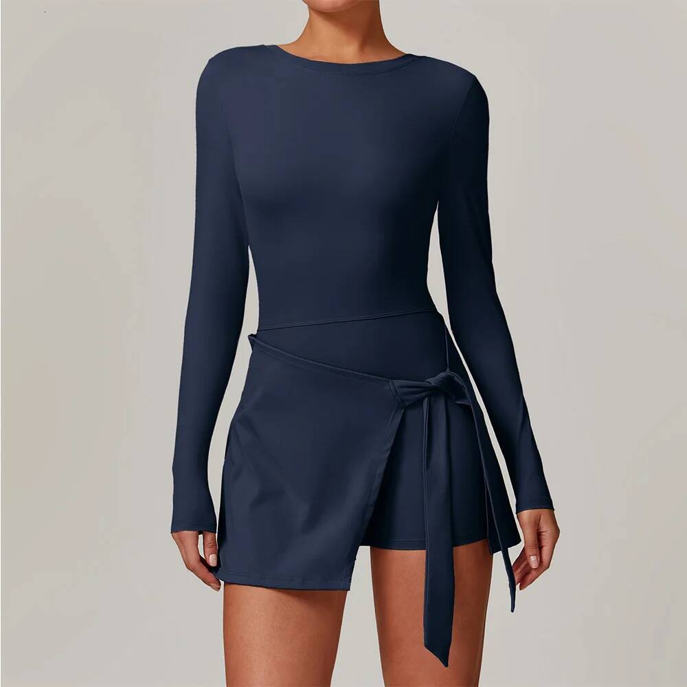 Short Sports Jumpsuit Long Sleeved Gym Set Women Yoga Clothes Rompers Workout One-piece Suit Female Outdoor Recreation Bodysuits