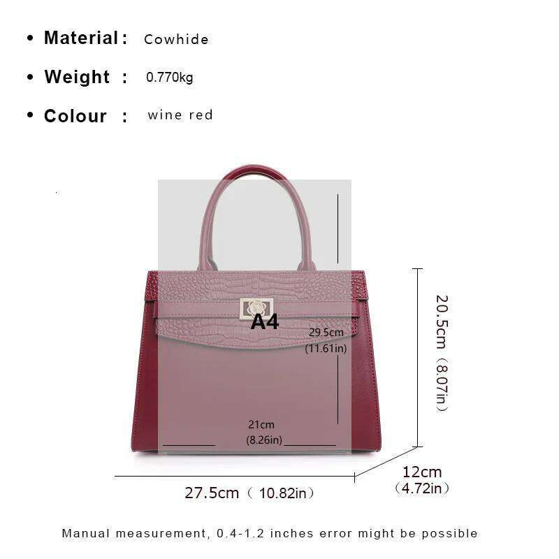 New Women's Handbag 2024 Fashion Trend Cowhide Square Simple And Elegant One Shoulder Crossbody Bag