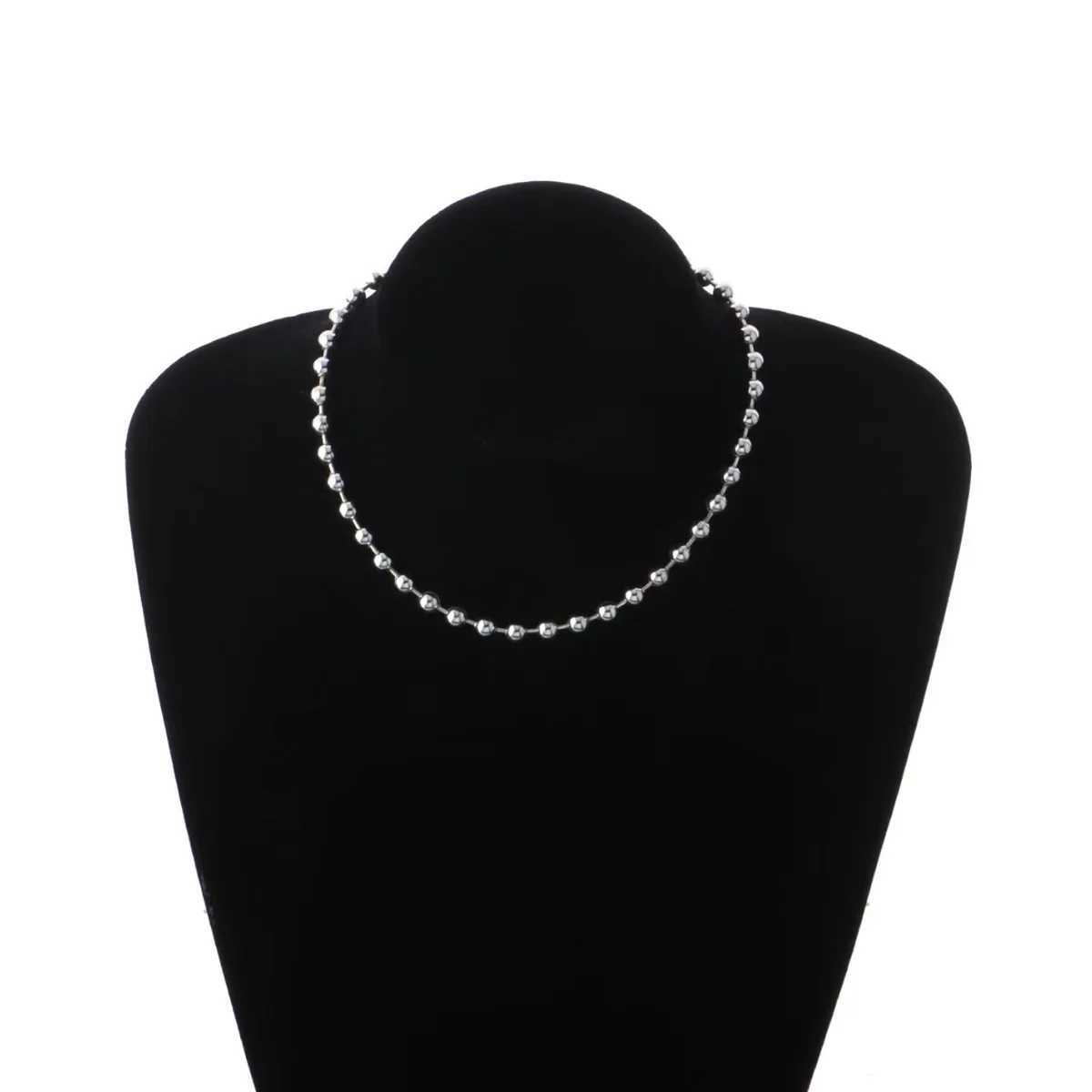 Y2K Statement Ball Chain Choker Necklace Silver Plated Handmade Gothic Unisex Men Women Chunky Jewelry M250529