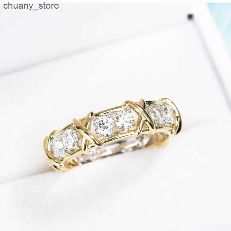 Infinity Eternity 14K Gold Lab Diamond Ring 925 Sterling Silver Engagement Wedding Rings For Women Men Party Finger Band Gift z250529EKN3
