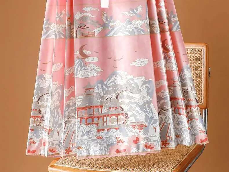 Vintage Maxi Chinese Style Horse Face Skirts For Women Saia One-Piece Long Hanfu Pleated Skirt Woman Clothing Faldas Haruku