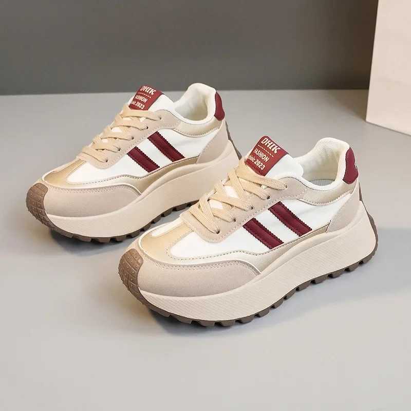 Spring Thick Bottom Womens Shoes 2025 Summer Casual Patchwork Leather Sneakers Casual Vulcanized Shoes Ladies Chaussure Femme XJ250529