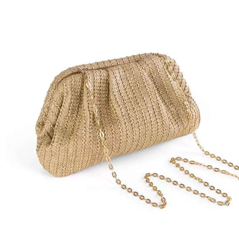 2025 Summer New Crossbody Straw Vacation Style Evening Clutch Women's Bag