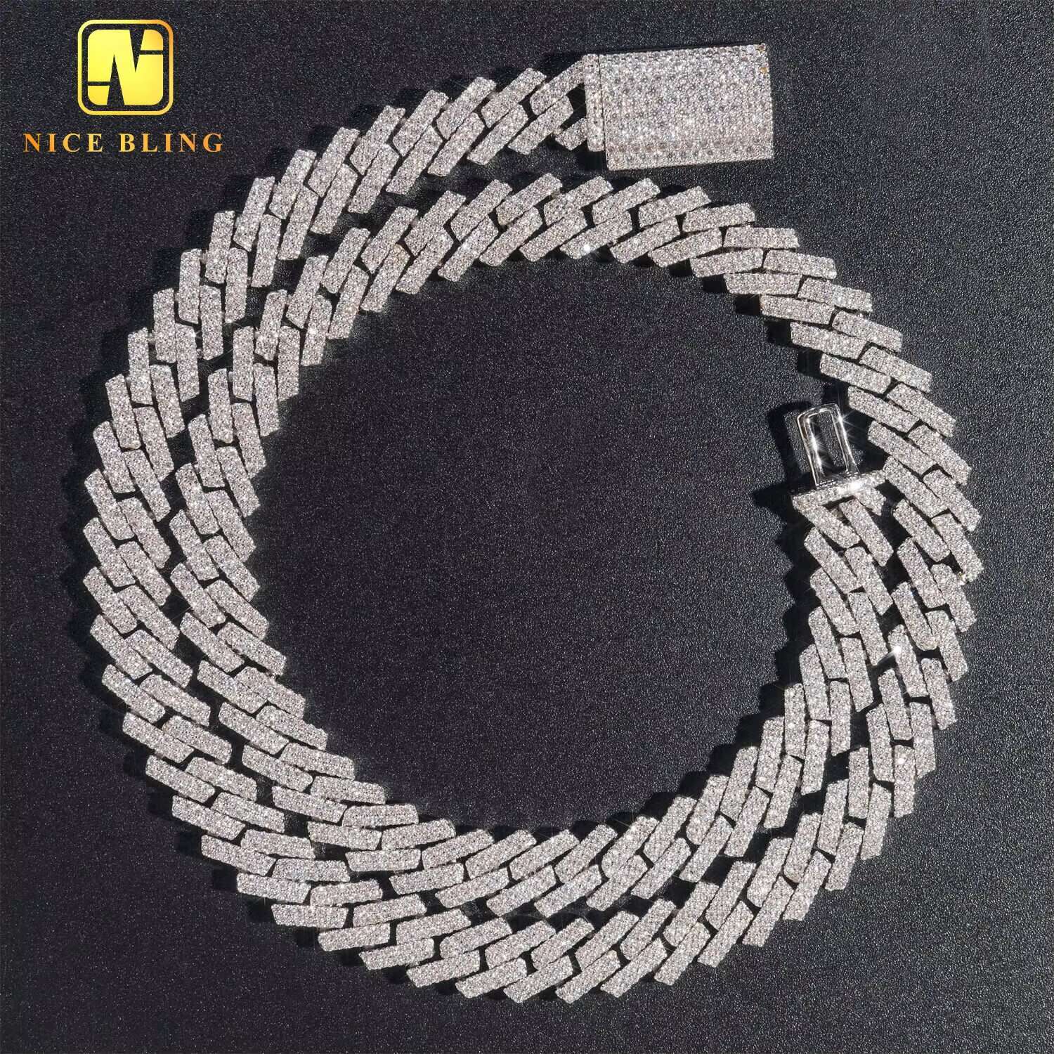 10mm Hip Hop Necklace Fashion Style S925 Vvs Moissanite Iced Out Jewelry Moissanite Diamond Cuban Link Chain