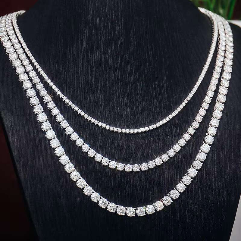 Fine Jewelry Hip Hop 925 Sterling Silver VVS Moissanite Diamond Cluster Iced Out Tennis Chain Bracelet Necklace for Men Women