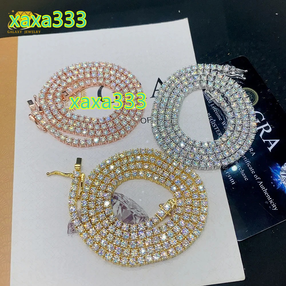 Cheapest Price Hip Hop Silver 925 Moissanite Chain 2mm 3mm 4mm 5mm 6.5mm VVS Moissanite Diamond Necklace Moissanite Tennis Chain