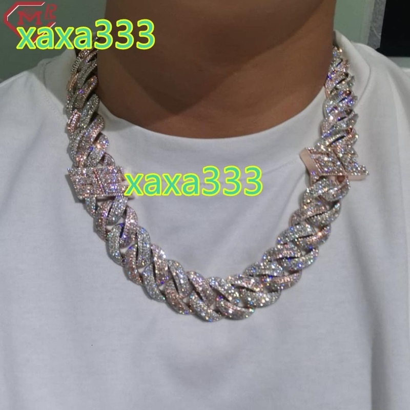 16MM Miami Moissanite Cuban Link Chain Iced Out Hip Hop Sterling Silver 925 Necklace Baguette Cut Cuban Links Chains