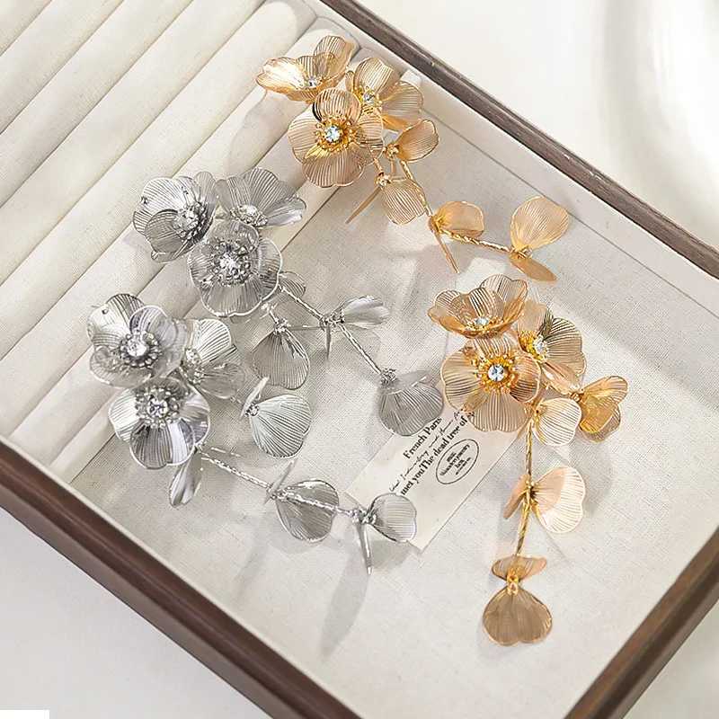FTCY Bohemian Flower Tassel Earrings for Women Vintage Gold Color Exaggerated Hanging Earring Party Jewelry Gift L250527