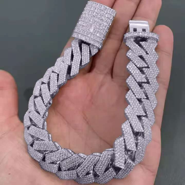 Moissanite Cuban Necklace S Sterling Sier cuban for moissanite chain men Hip hop Jewelry with certificate Free delivery
