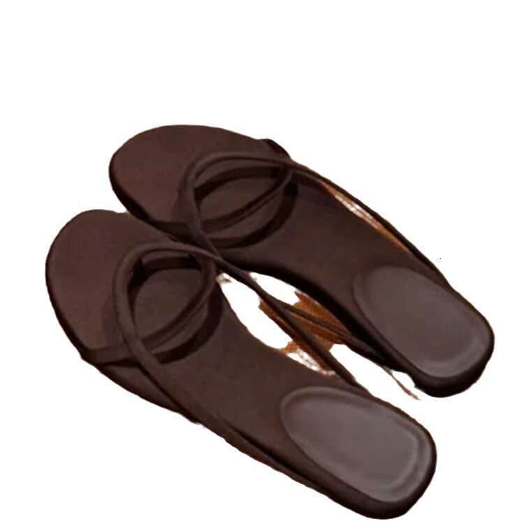Genuine Leather French Style Thin Strap Toe Post for Women, Summer New Beach Vacation Flat Sandals
