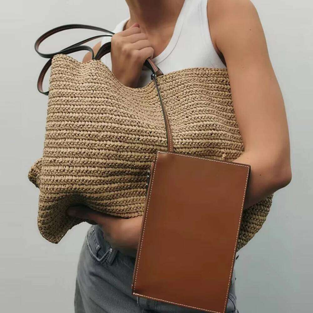 Women's Bags Designer Large Woven Beach Bags For Women Shoulder Summer Crochet Straw Bag Bohemian Travel Handbag And Purse Shopper Tote NEW