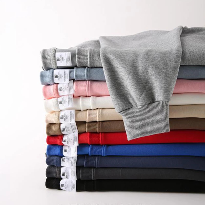 Heavy Fabric Men/Women Simple Style Sweatshirts Fashion Soild Color O Neck Loose Hoodies Autumn Casual Pullover Tops 250527