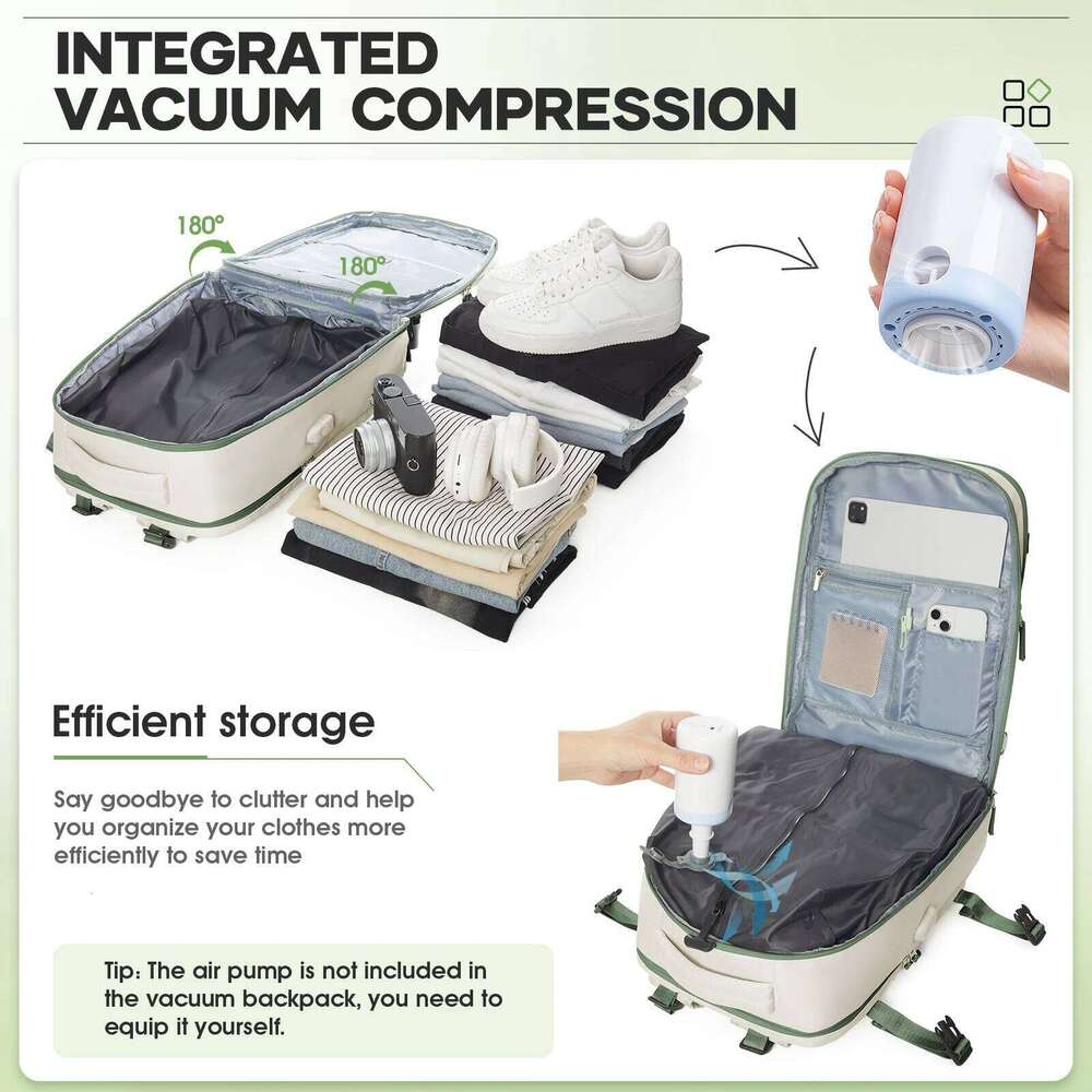 Large Travel Storage Compression Bags with Pump, Waterproof Vacpack Women Men Business Vacuum Backpack