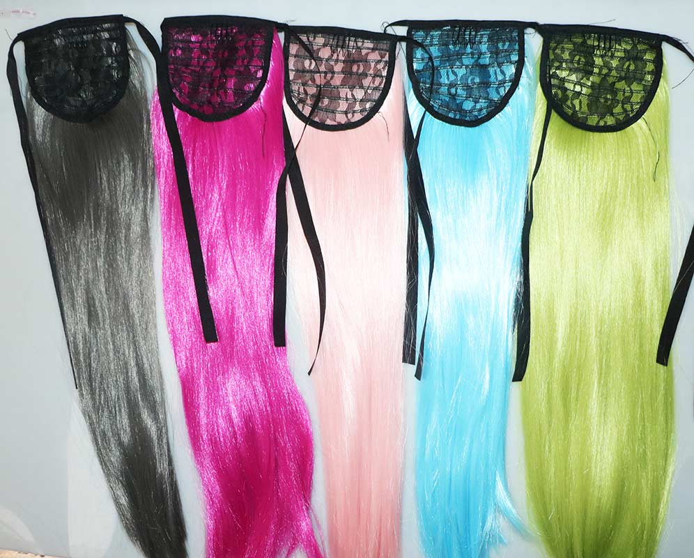 Single color straight hair chemical fiber bandage ponytail extension high temperature silk hair extension factory wholesale hair accessories