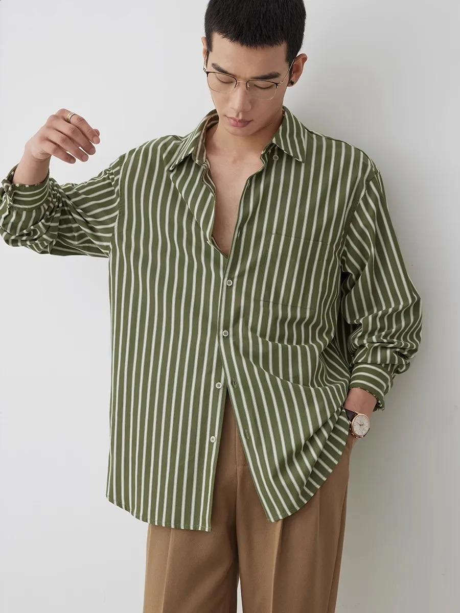 Mauroicardi Spring Flowy Soft Colorful Striped Shirts for Man Long Sleeve Button Up High Quality Chic Clothes 250527