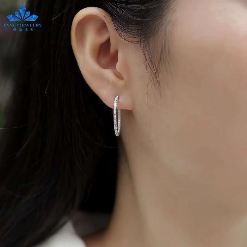 2025 Cheap Price Pass Diamond Tester 925 Silver 2mm Moissanite 18k Gold Plated Ladies Hoop Earrings for Men Women