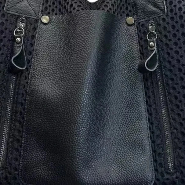 Ladies fashionable nylon mesh stitched tote bag with large capacity retro casual splicing single shoulder handbag 250528