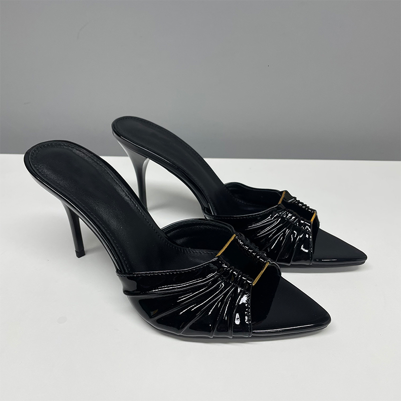 Big Size Women Babylone Mules Designer High Heels Wedding Party Dress Shoes Summer Sandals Open Toe Beach Slippers 831