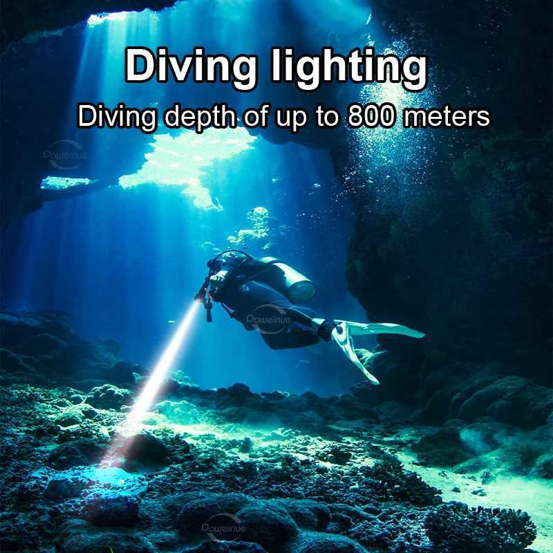 Professional Spearfishing Hunting Scuba XHP199 LED Dive Light 9900 Lumens Diving Flashlight 26650 Torch Underwater FlashlightXJ250529