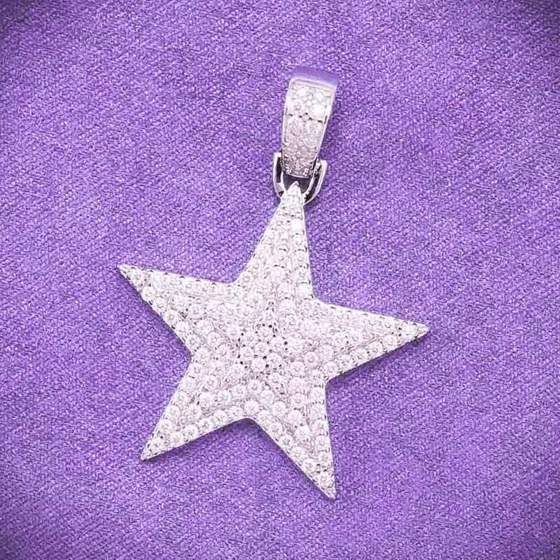 Hip Hop VVS Bling Moissanite Iced Out Mens Cluster Star Pendant With 925 Sterling Silver Pass Diamond Tester