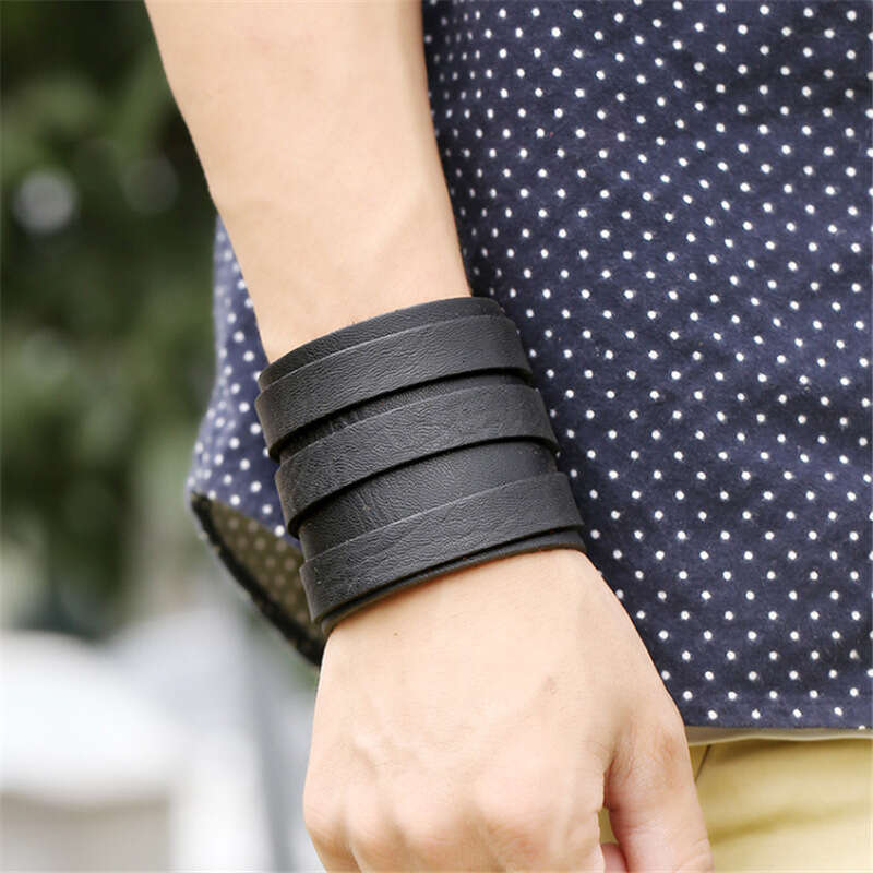 Genuine Leather Punk Unisex Style Cowhide Bracelet