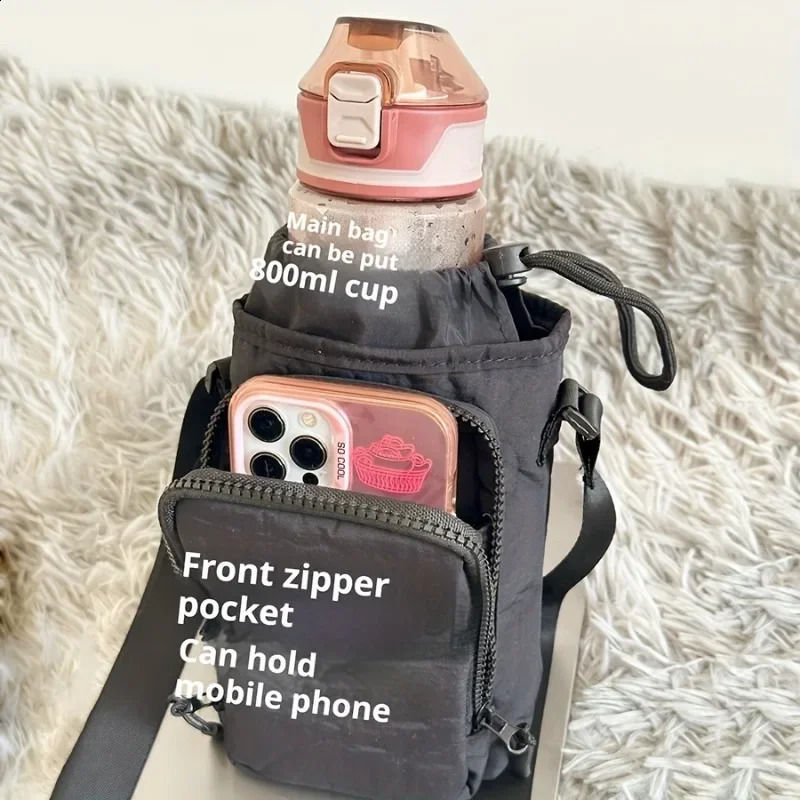 Nylon Crossbody Bag with Adjustable Strap Phone and Bottle Pocket | Zipper Closure Minimalist n Everyday Carry Bag 250528