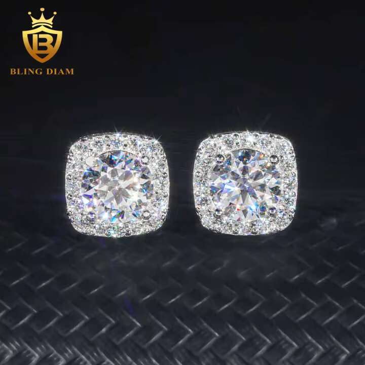 Wholesale Price 7.5mm Moissanite Stud Earrings 925 Sterling Silver Screw Iced Out Hip Hop Earring for Women Men