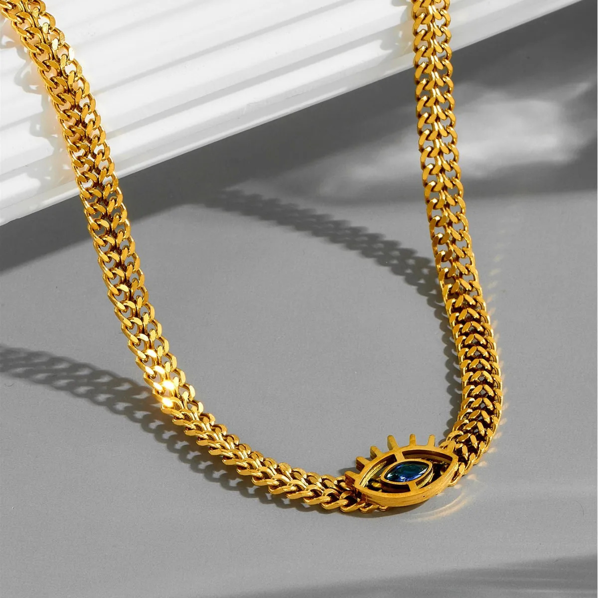 4Pcs/Set Stainless Steel Chain Devils Eye Charm Bracelet Necklace Earring For Women Punk Party Jewelry Sets Birthday Gifts 250526