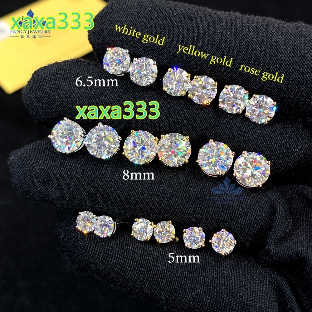 2025 Pink Yellow Blue Green Mossainte Earrings 1ct 6.5mm Colorful Moissanite Earrings Studs 925 Sterling Silver Christmas Gift