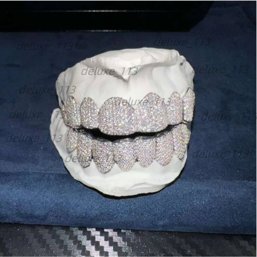 Exclusive Customization Moissanite Teeth Grillz Iced Out Hop Sier Decorative Braces Real Dia Bling Tooth Grills For Men