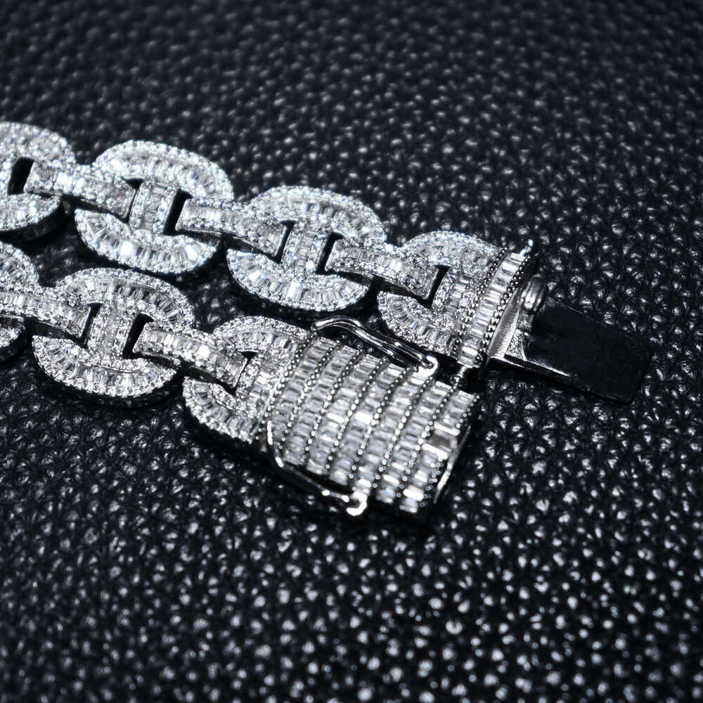 In Stock VVS Moissanite Hip Hop Mens Rapper Diamond Chains 14MM Pendant Necklace Cuban Link Chain 925 Sterling Silver