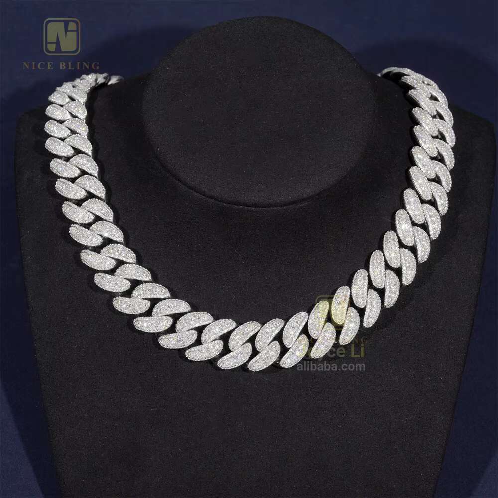 Pass Diamond Tester Cuban Necklace for Custom Pendant 18mm Hip Hop Men Jewelry Necklaces VVS Moissanite Cuban Link Chain