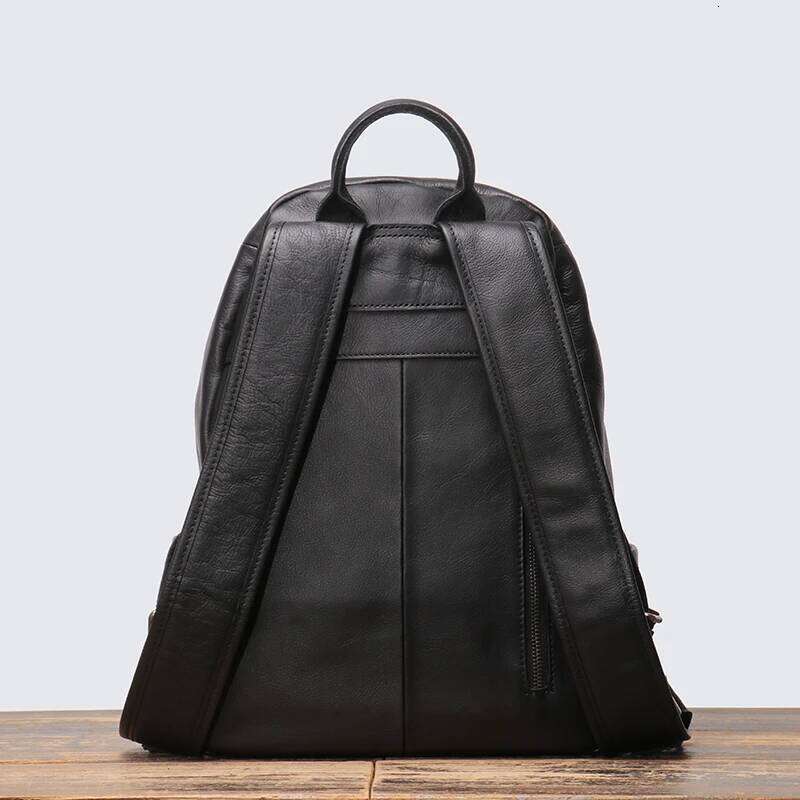 LEATHFOCUS Retro Genuine Leather Men's Handmade Classic Schoolbag Women's Sports Storage Bag Leisure Backpack