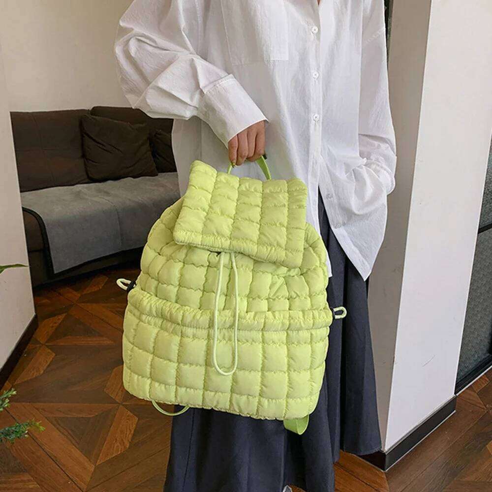 Women's Bags Designer Candy Color Quilted Backpack Puffy Down Padded School Large Cotton Travel Back Pack Bags For Women Plaids Shoulder Bag