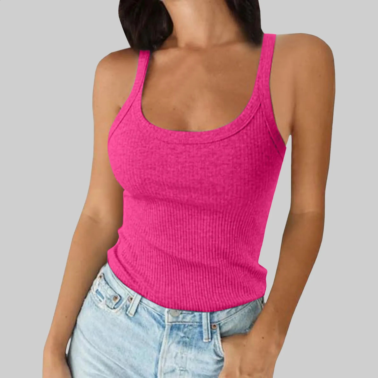 O Neck Summer Knit Vest Sleeveles Sexy Basic T Shirt Off Shoulder Ribbed Tank Tops Casual 2025 Outfits Tight 250527