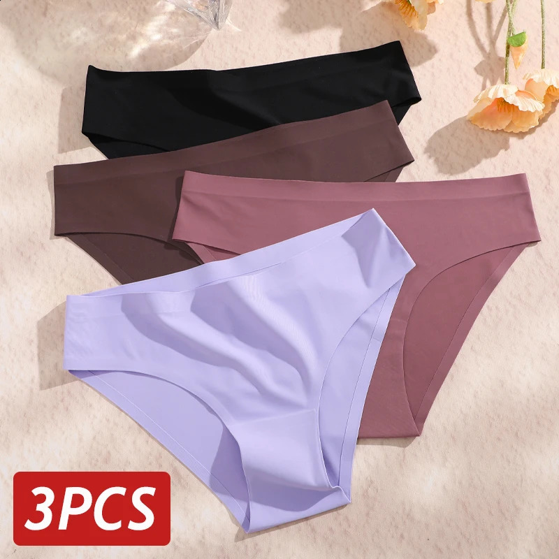 3PCSSet Women Sexy Panties Seamless No Trace Underwear Low Rise Briefs 9 Solid Colors Breathable Intimates Lingerie Ultra Thin 250526