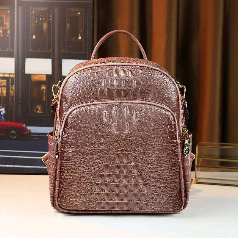 Crocodile Pattern Women Backpack Fasion Ladies PU Leather Double Shoulder Bag Alligator Female Travel School Bags