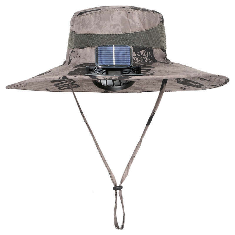 Large Brim Fan Summer Outdoor Men Solar Rechargeable High Wind Power Cooling Sunshade Sun Protection Fishing Hat