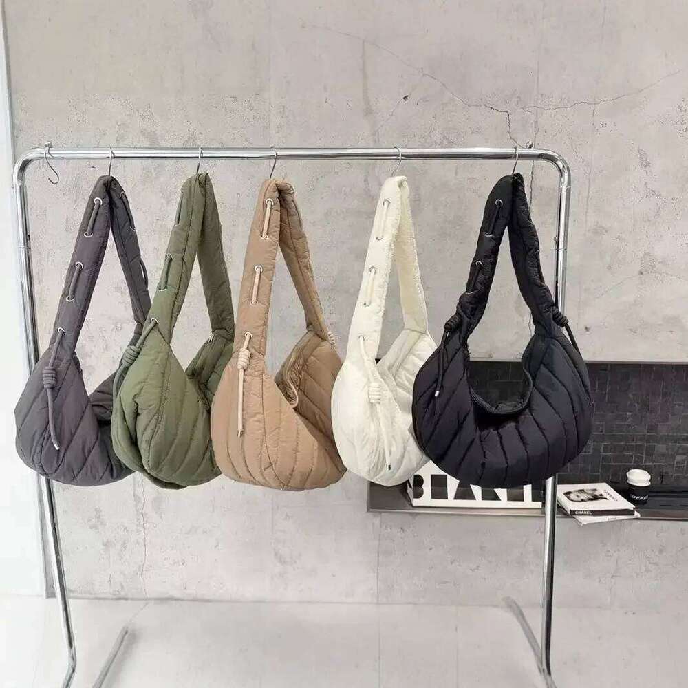 Women's Bags Designer Nylon Quilted Shoulder Bag Large Capacity Cotton Crossbody Bags For Women Down Space Shopper Purses Half Moon Hobos Tote