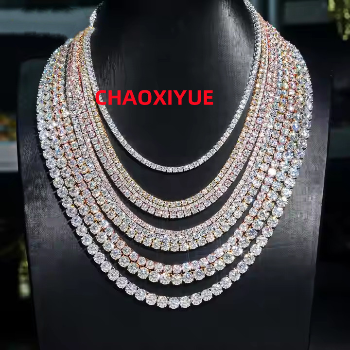 Cheapest Price Ready to Ship Moissanite Diamond Tennis Chain Necklace Bracelet Hip Hop Iced Out Jewelry VVS Moissanite Chain