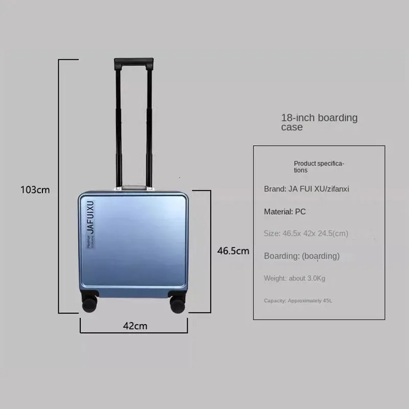 Aluminum frame 18 inch lage small wooden board suitcase computer company short distance mens and womens travel bags