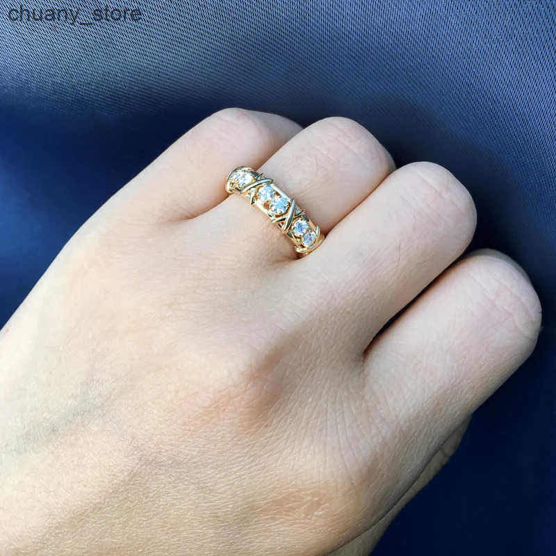 Infinity Eternity 14K Gold Lab Diamond Ring 925 Sterling Silver Engagement Wedding Rings For Women Men Party Finger Band Gift z250529EKN3