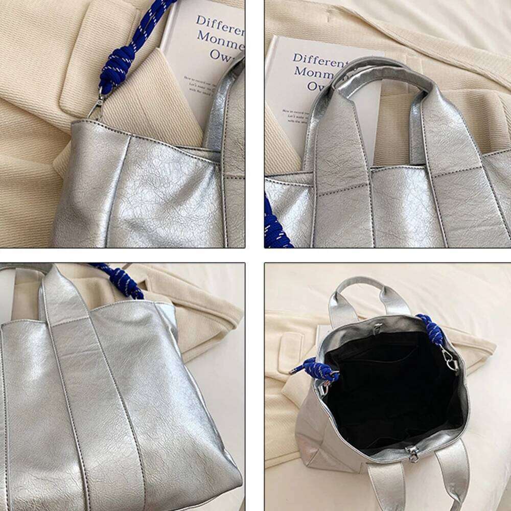 Women's Bags Designer Overlarge PU Tote Handbags Rope Strap Shoulder For Women High Quality Soft Shopper Purses Female Designer Bags Chic