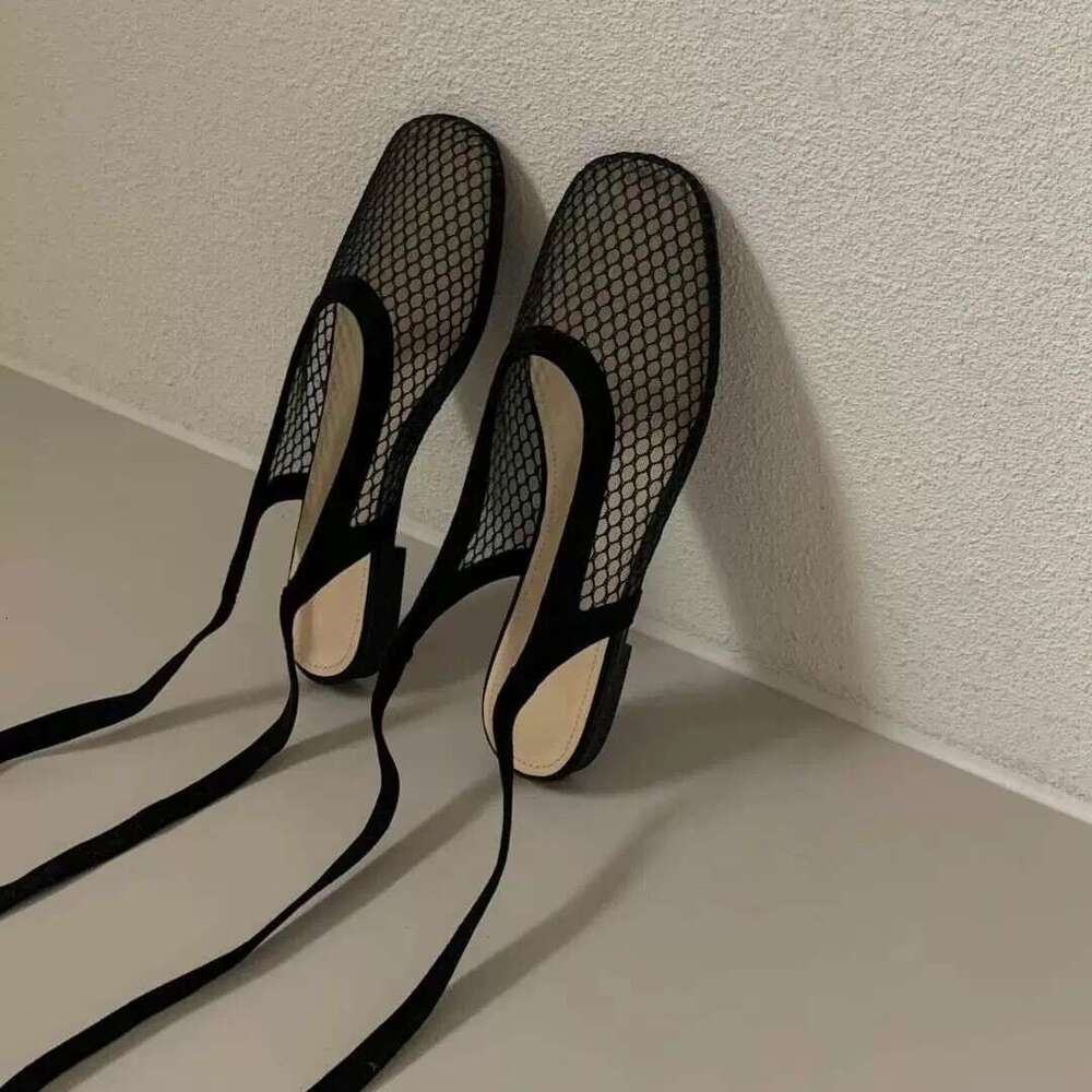 Sheepskin Version~Korean Style Niche Mesh Hollow Breathable Casual Flat Closed-Toe Sandals for Women 2025 Summer Half Slippers