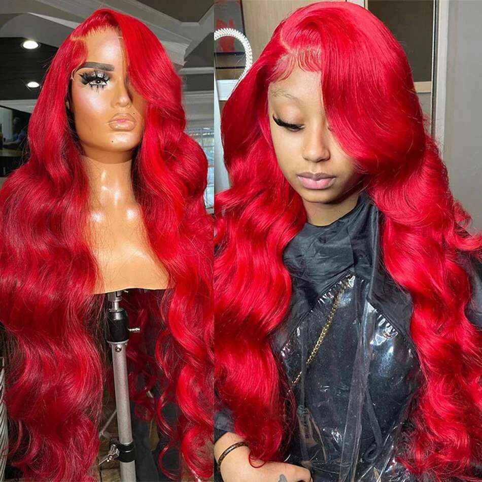 Body Wave Light Wig 13x4 Front For Women Bug Rose Red Colored HD Lace Frontal Wigs 100% Human Hair