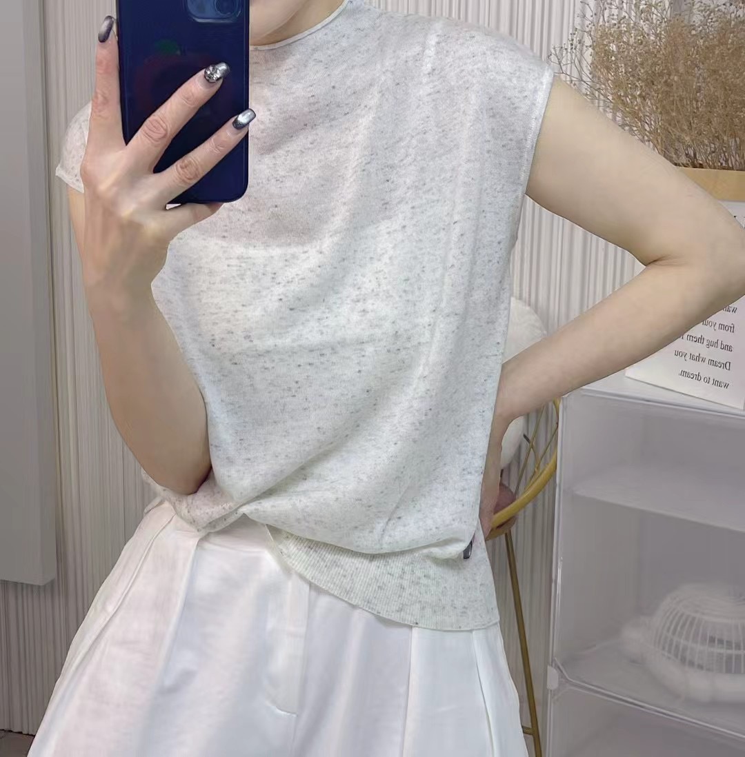 Spring and summer round neck colorful yarn fly sleeve bottoming versatile knit sweater women's thin show temperament tops