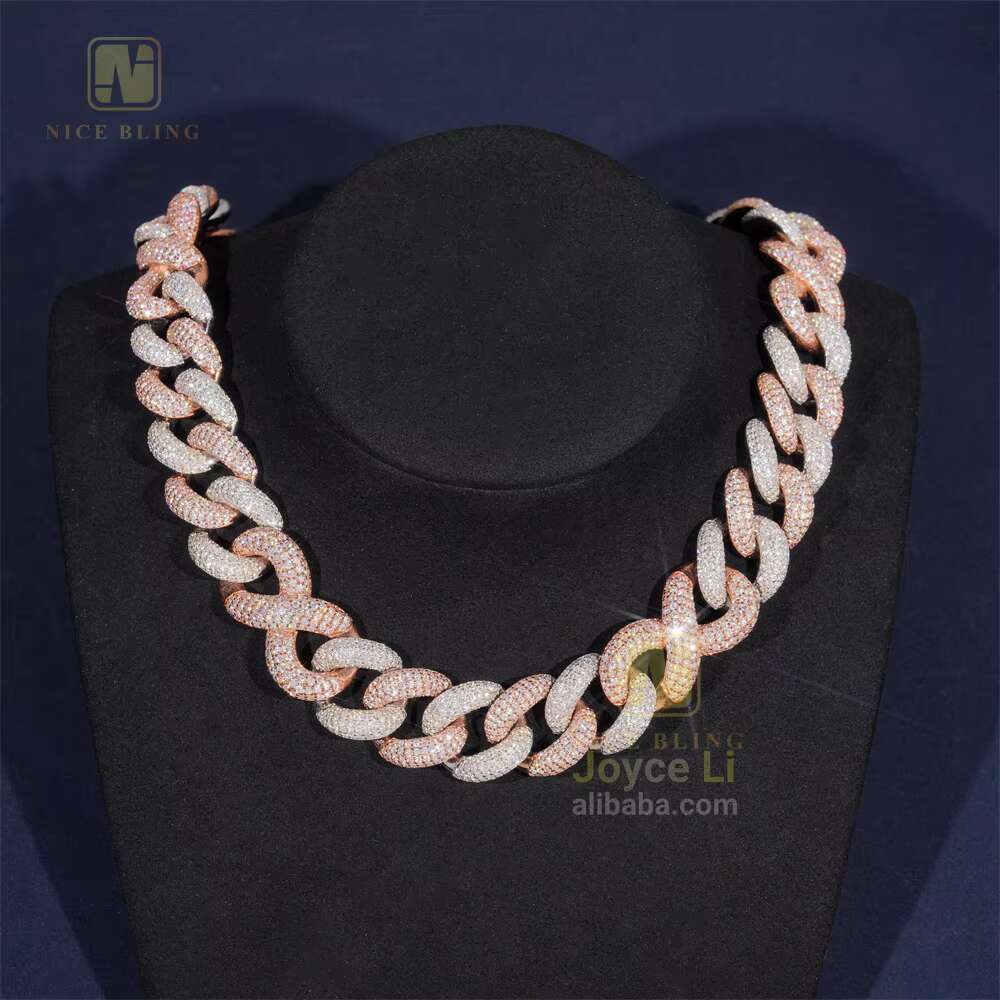 Fashion Hip Hop Jewelry 20mm Infinity Chunky Chain 925 Silver Iced Out Diamond Men Cuban Link Chain