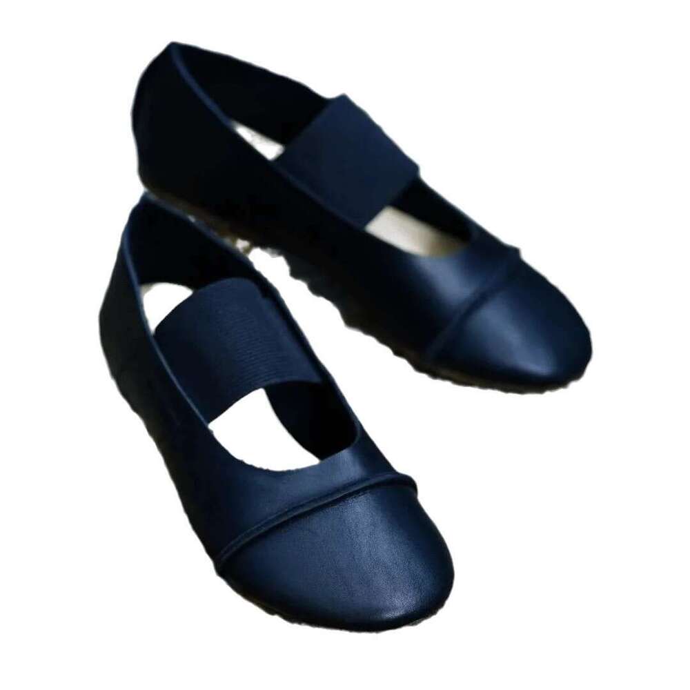 Genuine Leather Niche Classic Elastic Strap Mary Jane for Women Spring and Autumn New Versatile Flat Ballet Shoes