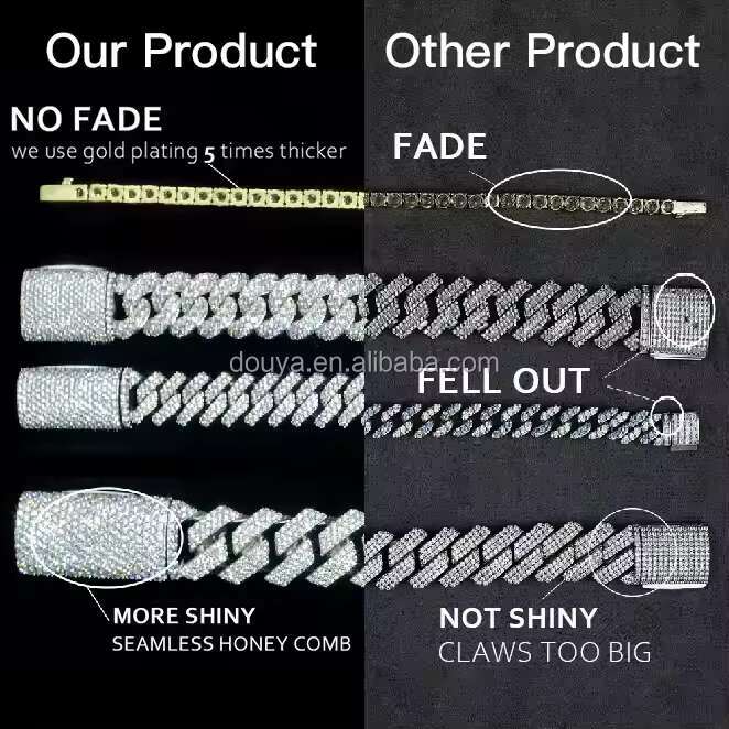 Wholesale Custom Fashion Mens Hip Hop Jewelry 8mm 10mm Silver Plated 925 Sterling Silver Moissanite Cuban Link Chain Necklace